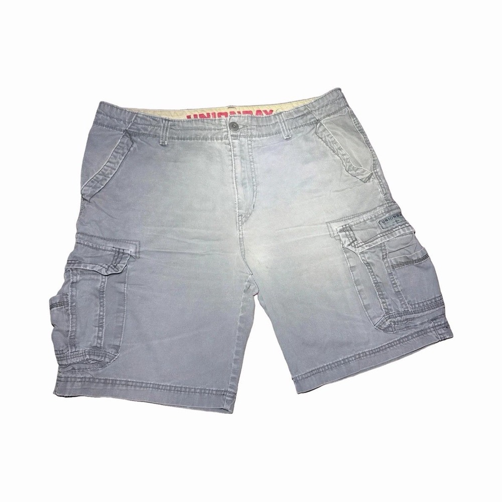 Unionbay Survivor Cargo Shorts Mens 38 Gray 100% Cotton 6-Pocket Work Y2K Style